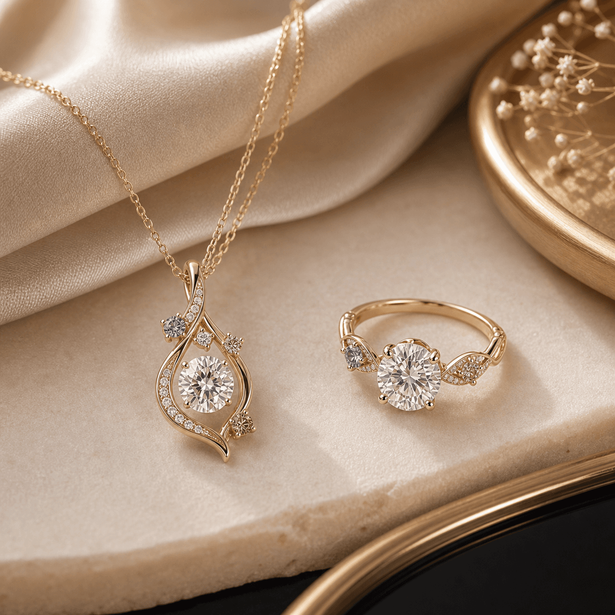 Birthstone and lab-grown diamond custom jewelry set