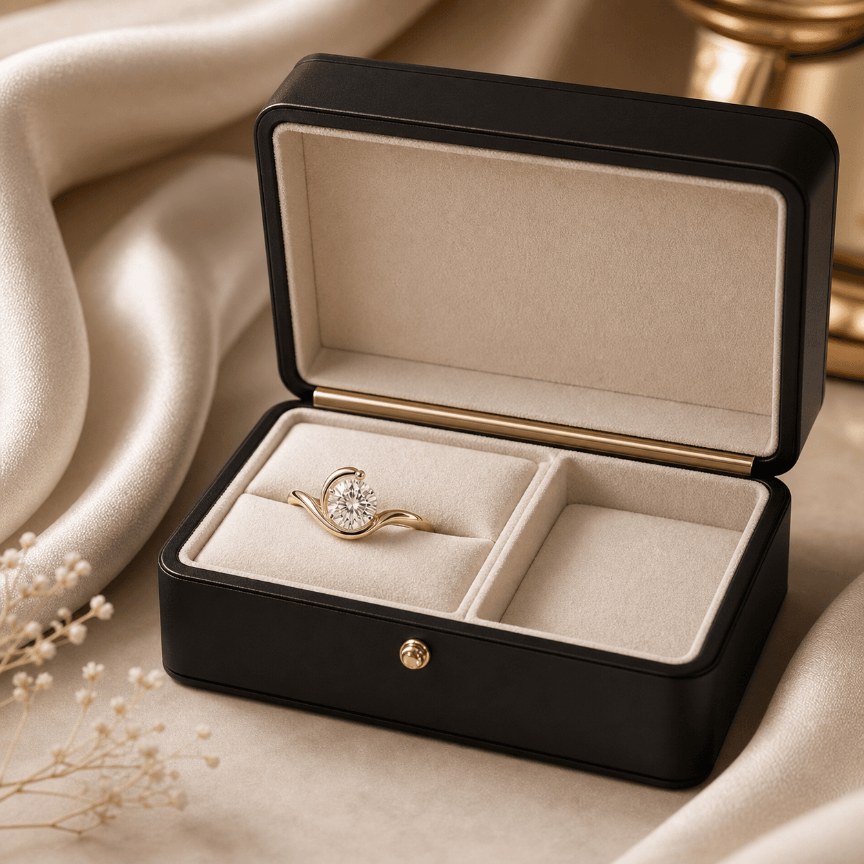 Luxury jewelry presentation box with a custom piece